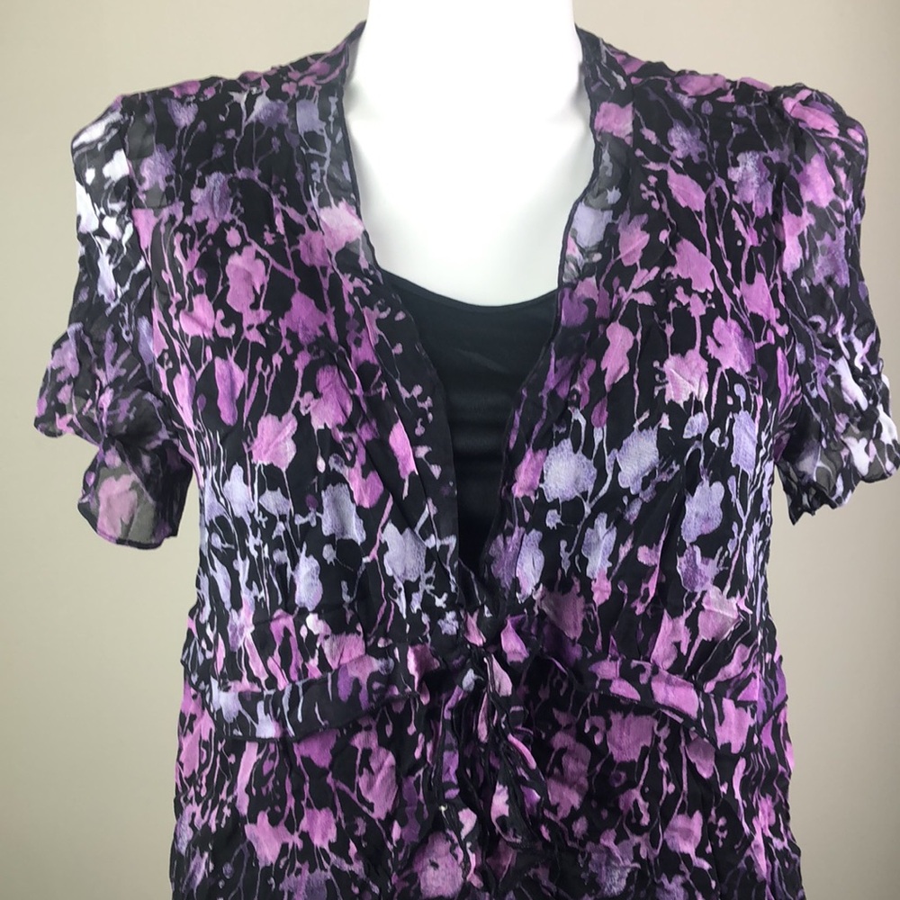 JM Collection Sheer Shell Top Abstract Print - Picture 2 of 8
